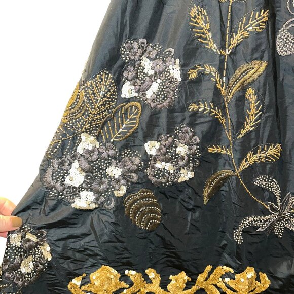 Armand Ventilo Collection purple gold embellsihed beaded velvet maxi skirt 40 - Picture 4 of 6